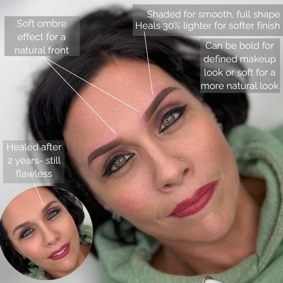 Powder Ombre Brow result by Brow Lady with soft shaded finish