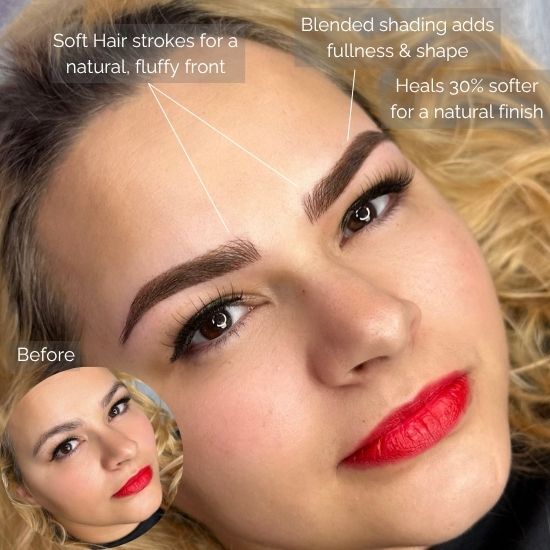 Combination Brow result by Brow Lady with hairstrokes and shading