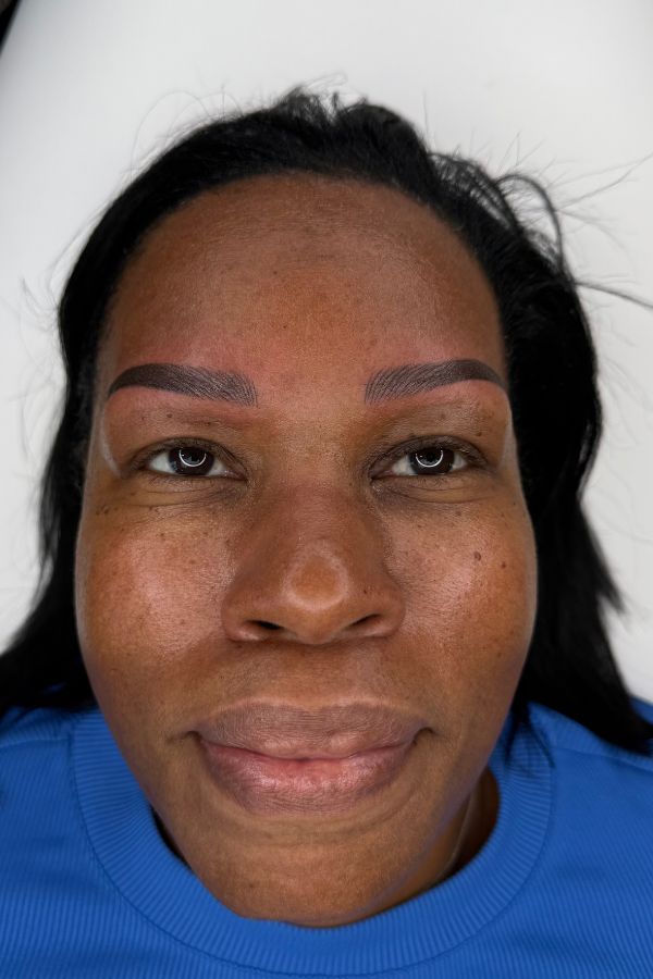 Combo Brows final result after touch up at Brow Lady near Boston