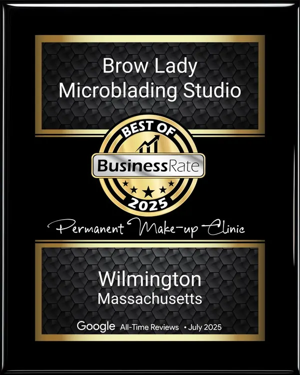 Brow Lady Microblading Studio Best of BusinessRate 2025 award plaque