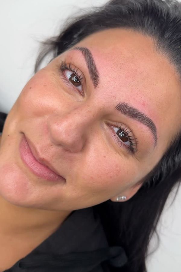 Fresh nano brows immediately after procedure in Boston