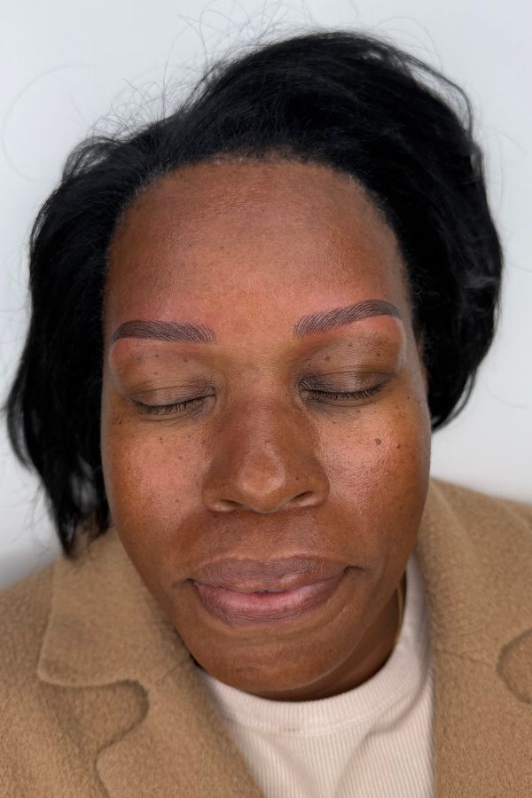 Nano combo brows immediately after procedure in Boston