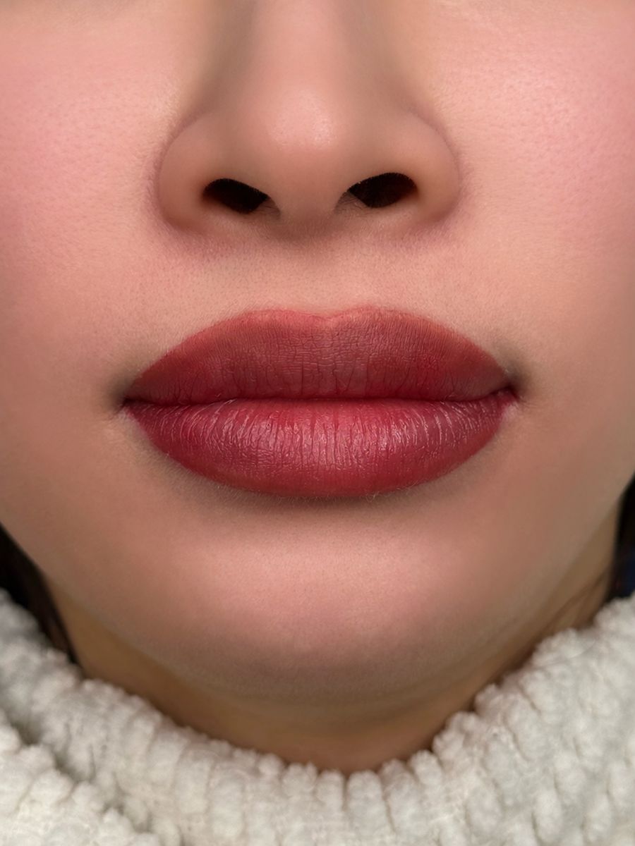 After Lip Blush treatment showing softly enhanced color in Wilmington, Massachusetts